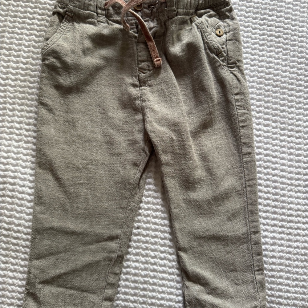 Zara 12-18 M Grey Casual Linen Pants- blue pants included free!